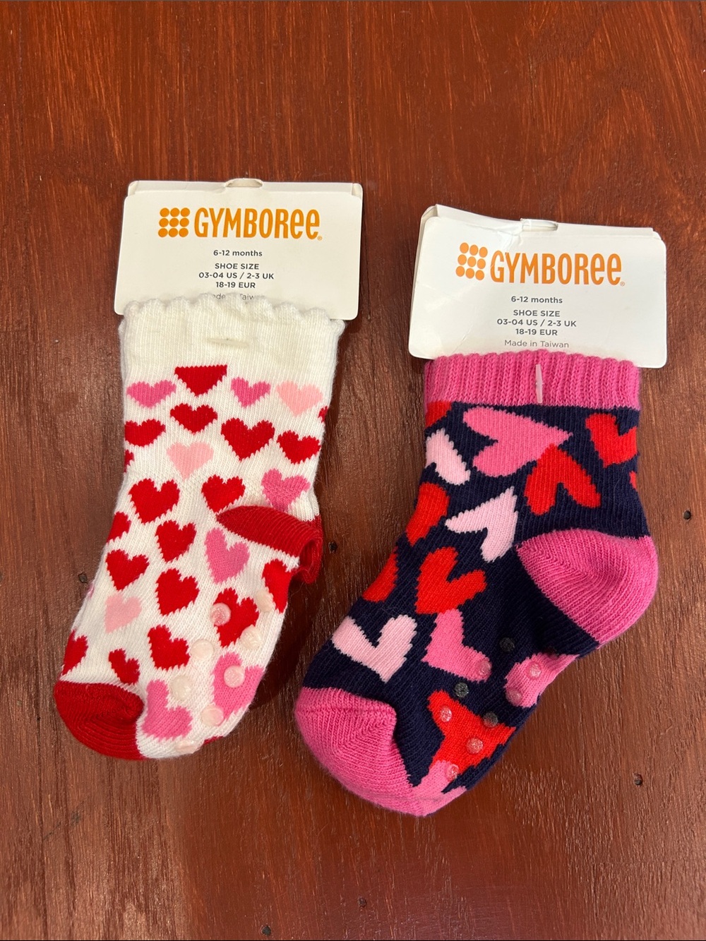Gymboree Heart Pattern Baby Socks - Pink, Red & White